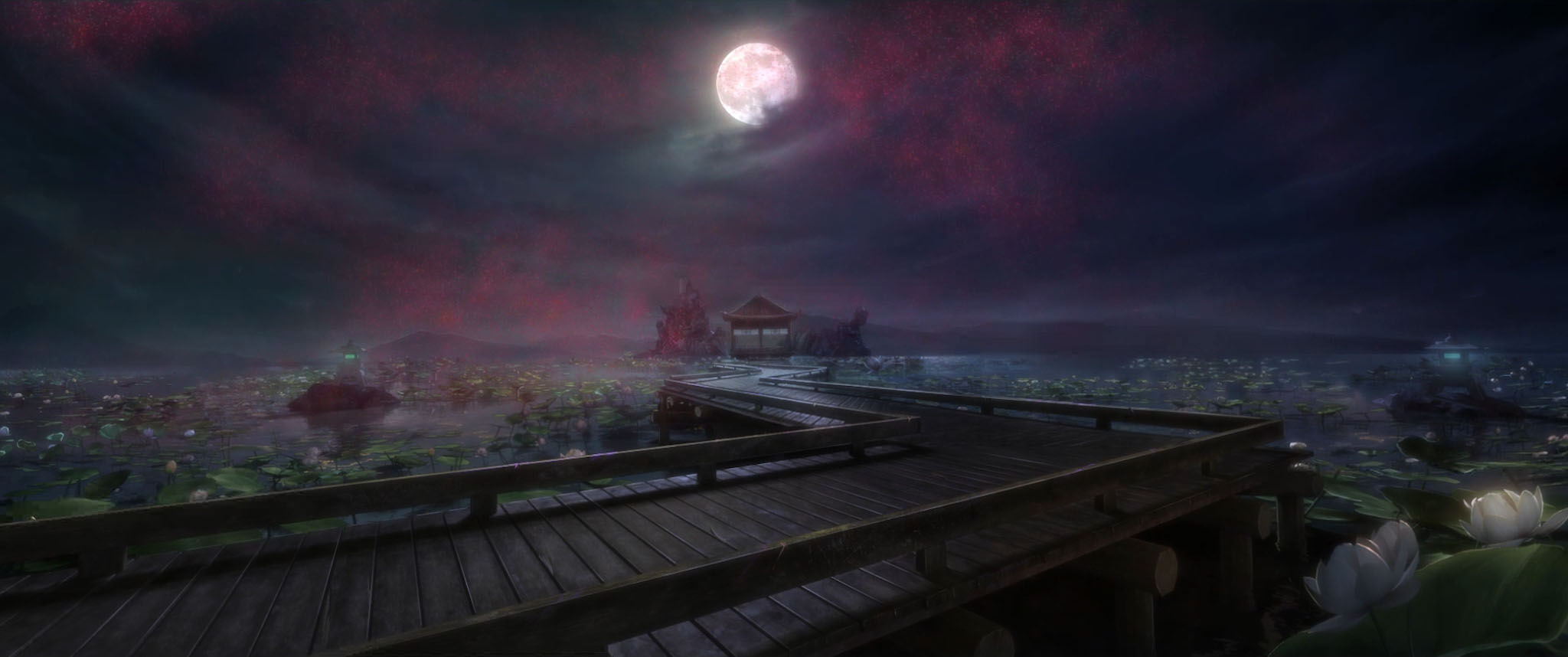 Lotus Pier under the full moon